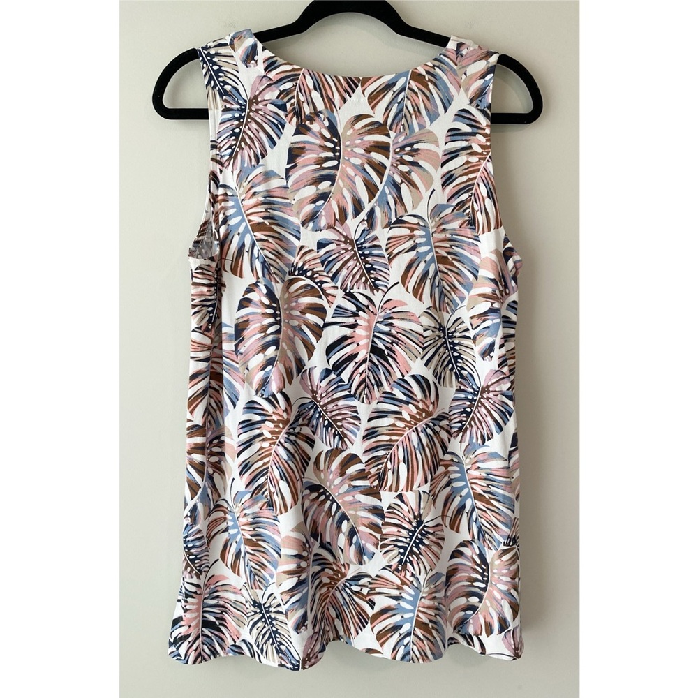 J Jill Wearever Palm Print Layering Tank Top M Sleeveless Stretchy‎ Summer Beach - Picture 4 of 7